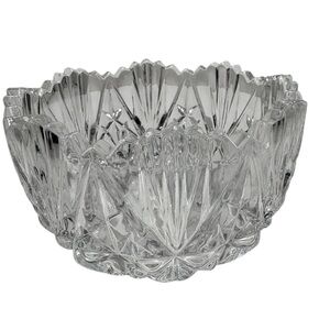 Elegant Clear Pressed Cut Glass Decorative Bowl